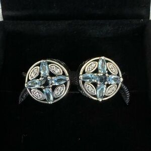 Authentic Pandora Blue Patterns of Frost Sterling Silver Charms S2